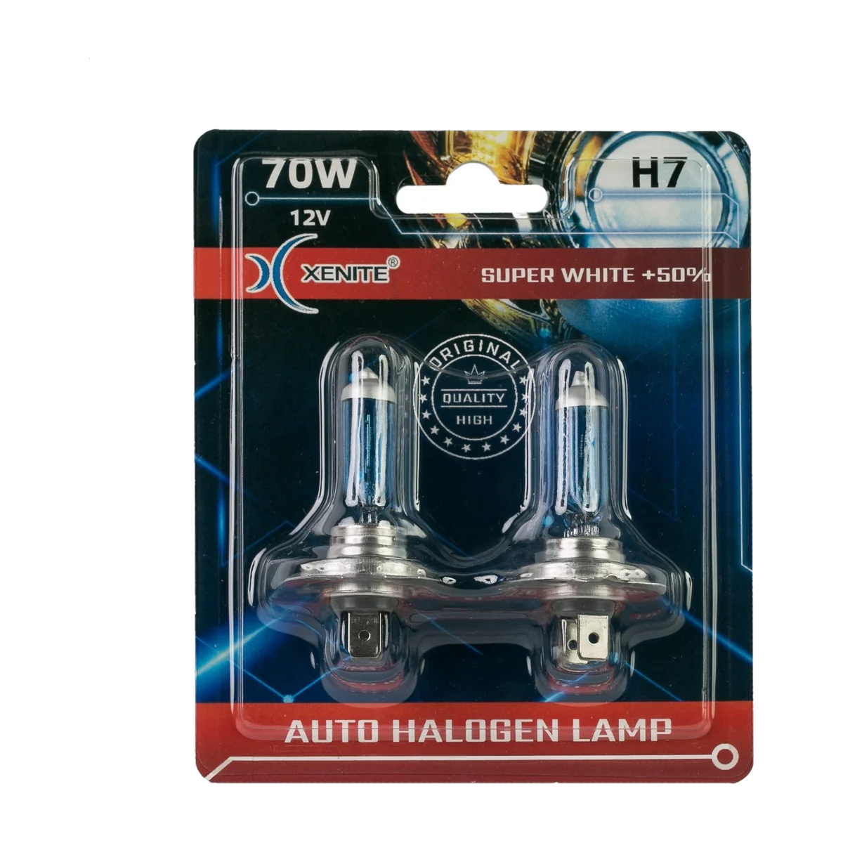 Автомобильные галогенные лампы XENITE H7 SUPER WHITE (70W) +50% Яркости 12V