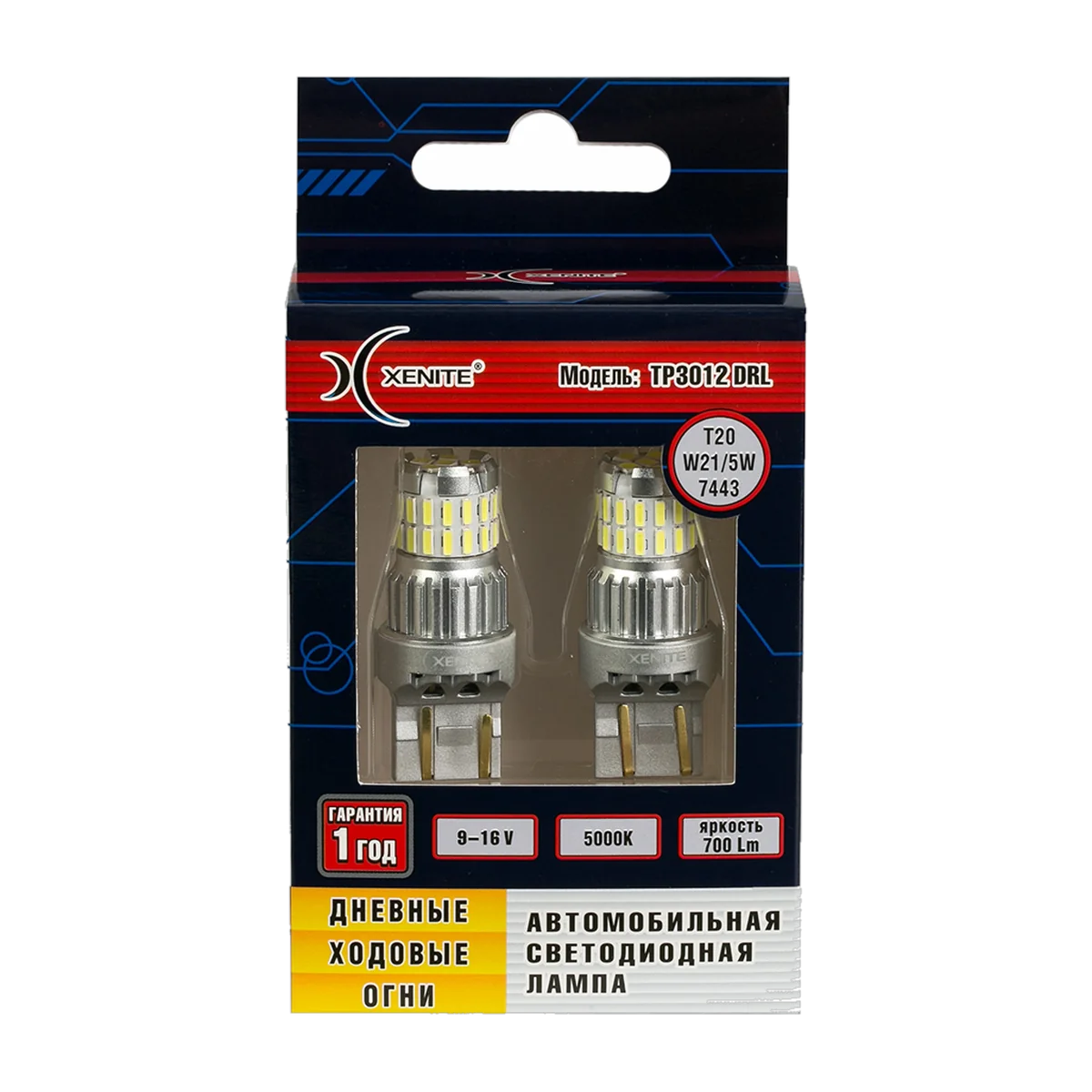 Автомобильные светодиодные лампы XENITE TP3012 DRL T20 (W21/5W)…